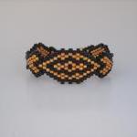 Bead Woven Bracelet Black And Gold Cuff