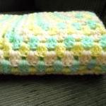 Crocheted Baby Blankey Colorful In Granny Square