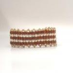 Bead Woven Cuff Bracelet Cube Beads And Pearls..