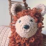 Nursery Animal Pillow Lion Crocheted
