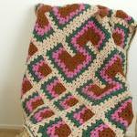 Crocheted Afghan Blanket Country Colors In Granny..