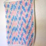 Crocheted Baby Blanket Pink And Blue Unisex